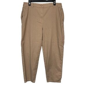 Plus Size Eileen Fisher Organic Cotton Tan Ankle Cropped Pants Size 16 #CA-2458